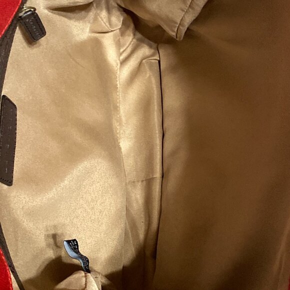 Levenger CANVAS RED Bloomsbury Bookbag tote 6 Outer Pockets - Picture 4 of 6